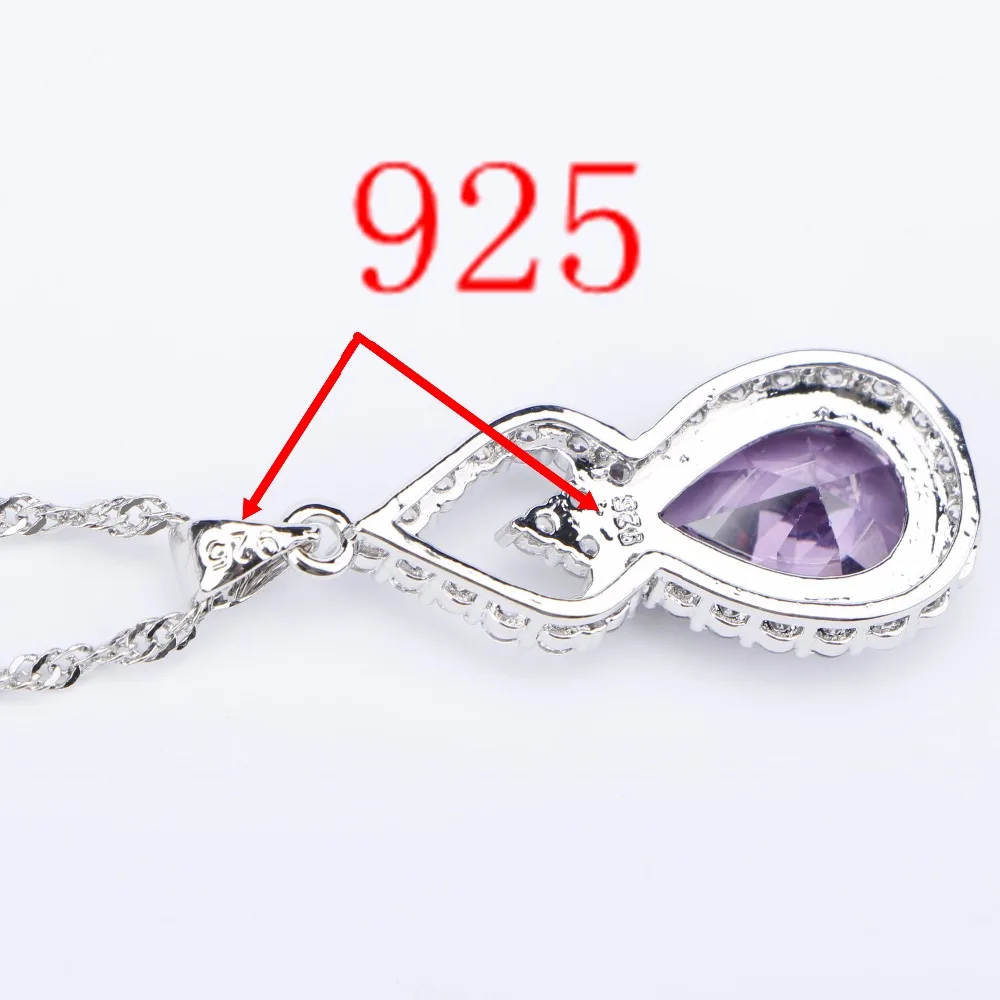 Новинка 2018 Комплект бижутерии из серебра 925 пробы с фиолетовым цирконием