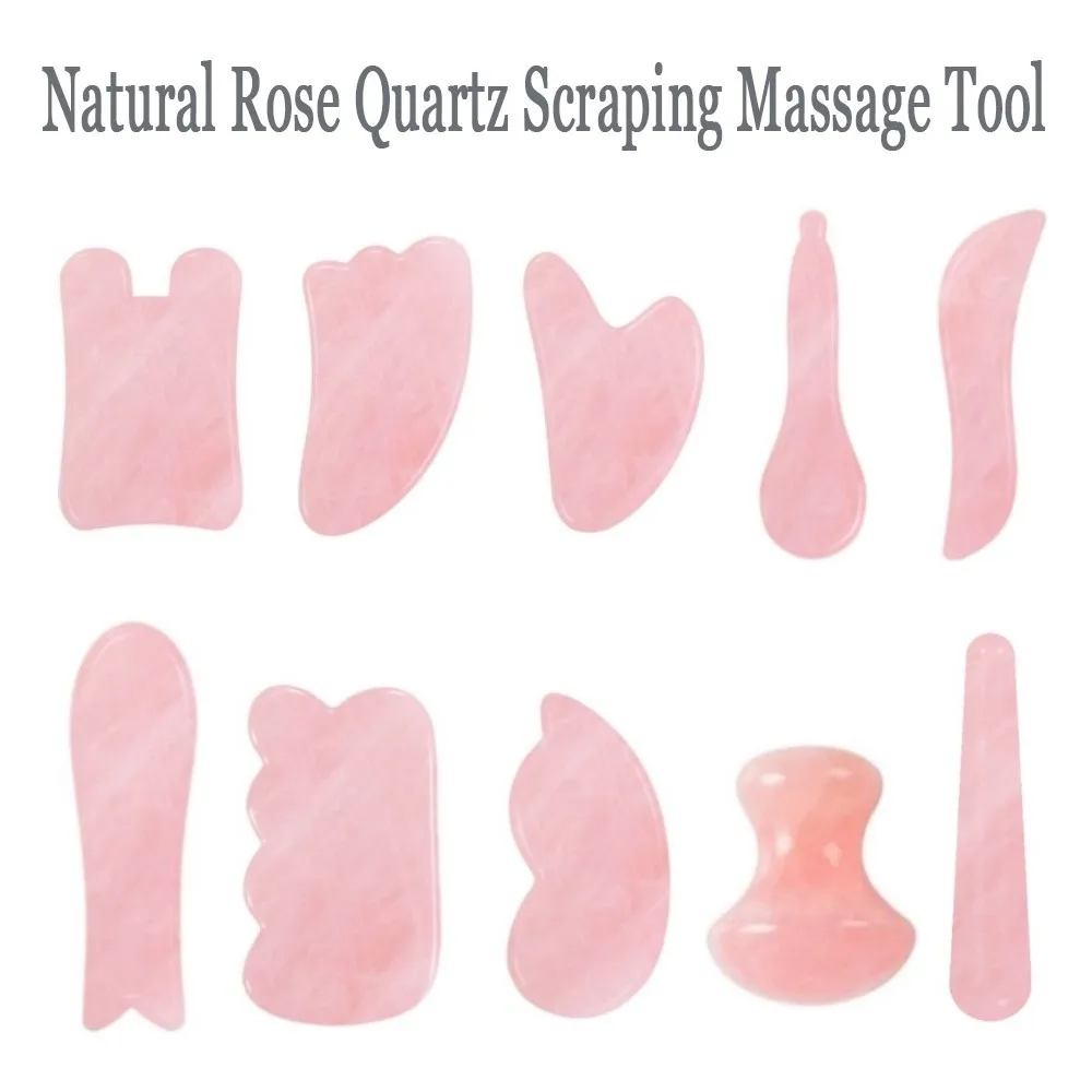 Соскабливающая доска из натурального розового кварца с нефритом массажная