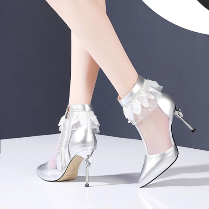 

High heeled shoes women sandals women wedding shoes banquet shoes women's diamond mesh boots sexy high heels cool boots