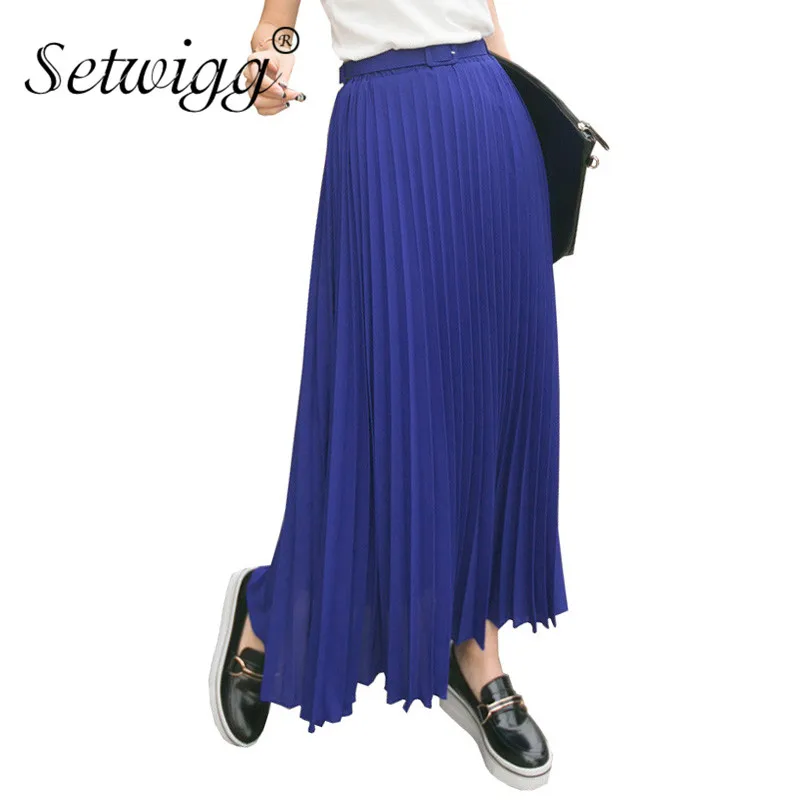 Длинная шифоновая юбка плиссе в гармошку SETWIGG 90 см эластичный Повседневный