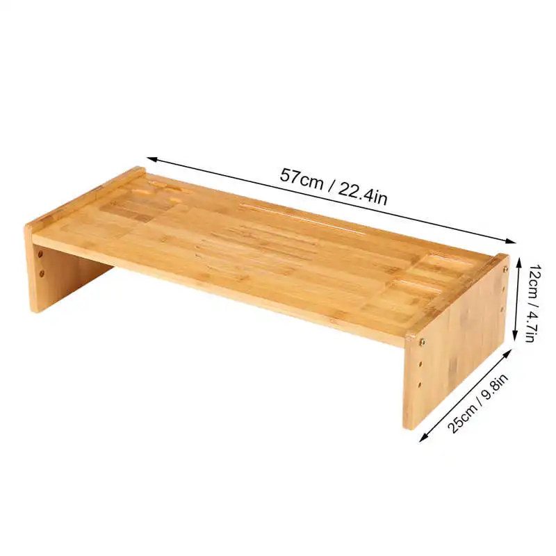 

Monitor Riser Bamboo Monitor Stand Riser Desktop PC Laptop Shelf Rack Home Office Computer Organizer Computer Monitor Stand