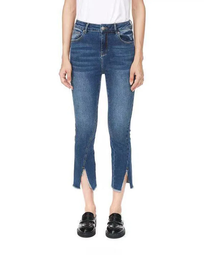 

Джинсы Fannie & ZR с разрезом, стирка перед шлифовкой, тонкие хлопковые брюки с разрезом, девятью минутами