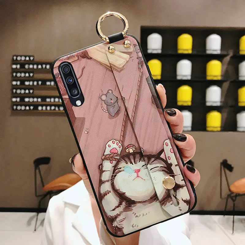 SoCouple держатель для телефона чехол для samsung Galaxy A70 A60 A50 A40 A30 A20 A10 S9 S8 S10 плюс S10e Note 8, 9, 10, плюс ремешок чехол - Цвет: SK3-05WDSlepCat