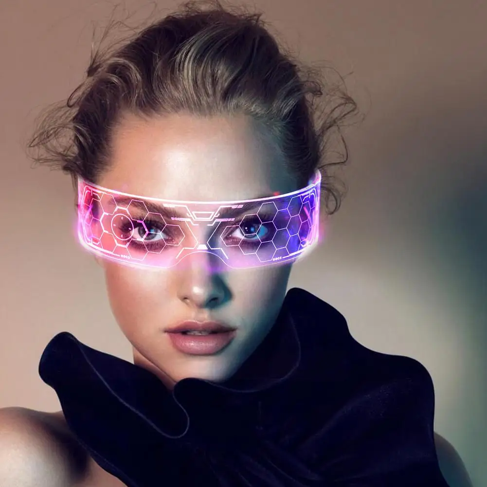 

LED Visor Glasses Light Up Glasses For Cosplay Halloween Bars Clubs Parties Men Women Fashion Party Christmas Colorful Glasses