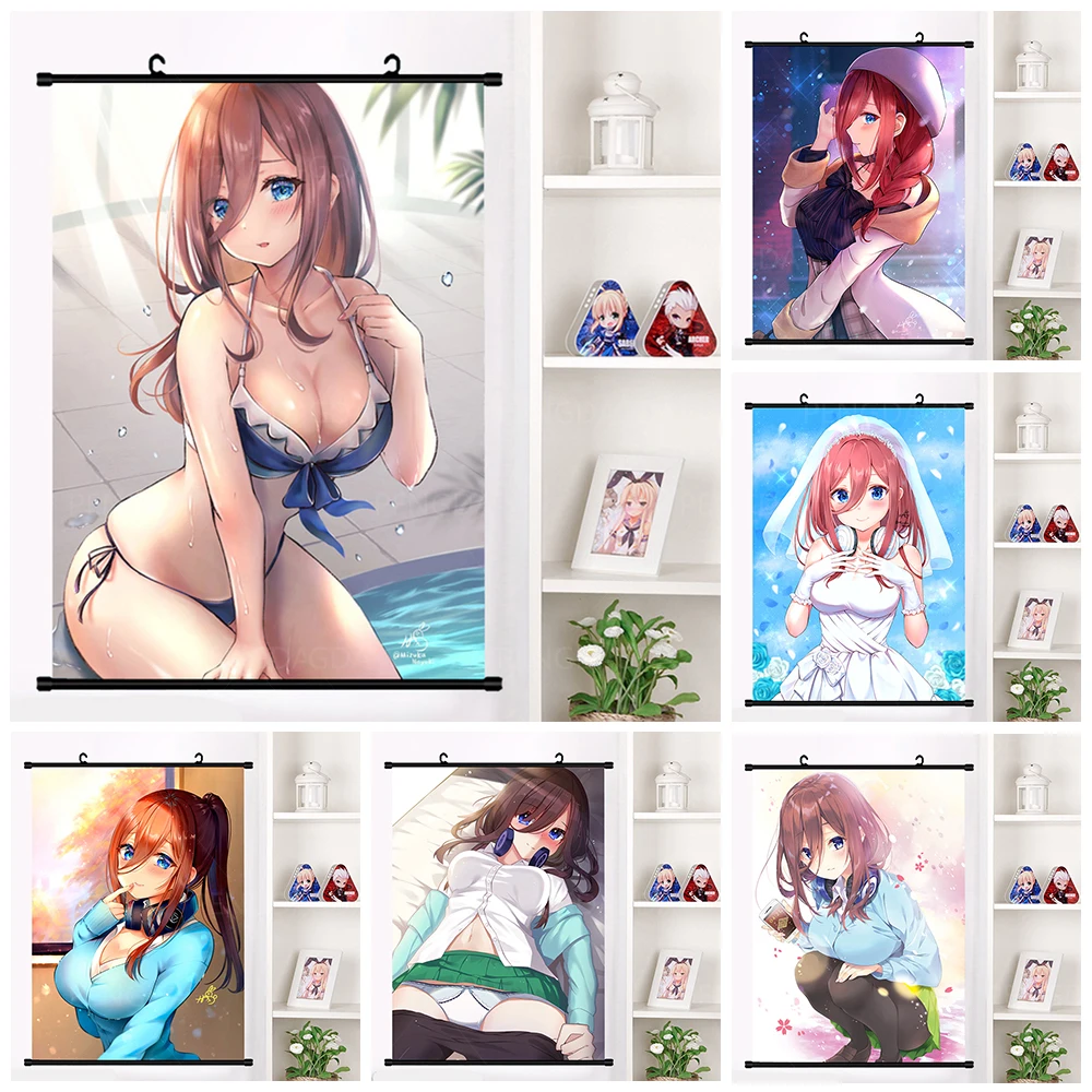 

Plastic Hanging Scrolls Poster Print Anime Characters Painting Quintessential Quintuplets Canvas Decor Home Wall Artwork Picture