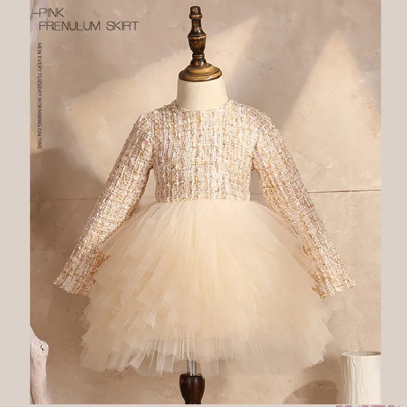 

Baby Clothes For 1st Birthday Party Wedding Gown Cake Dresses Kids Girls Lace Princess Dress Infant Toddler Long Sleeve Clothes