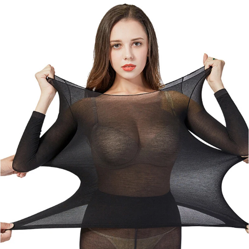 Женское термобелье сексуальное теплое длинное бесшовное зимнее комплект