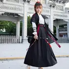 XinHuaEase китайское традиционное платье Hanfu для женщин халат фехтовальщика костюм Хана династии Восточный Костюм косплэй комплект одежды черного цвета
