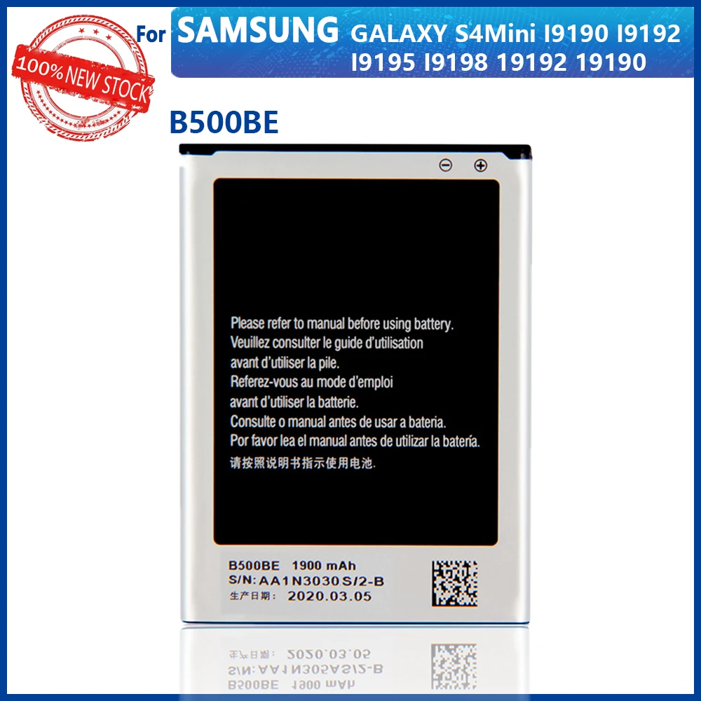 100% Оригинальный аккумулятор 1900 мАч B500BE для Samsung GALAXY S4 Mini I9190 I9192 I9195 I9198 S4Mini 3pins
