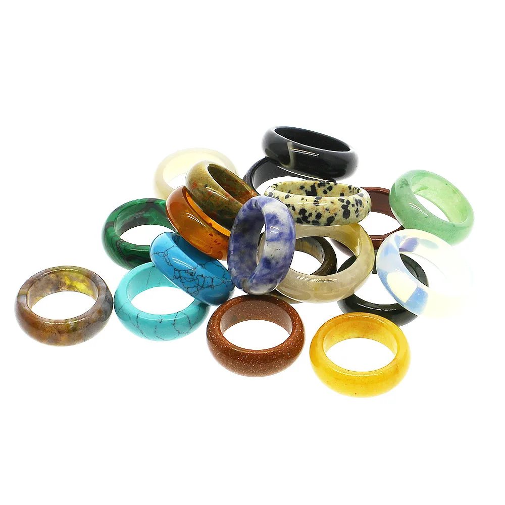 

Natural Stone Ring Charm Jewelry Exquisite Neutral Ring Agate Turquoise Gemstone Ring Crafts Women's Gifts Couples Ear Ring