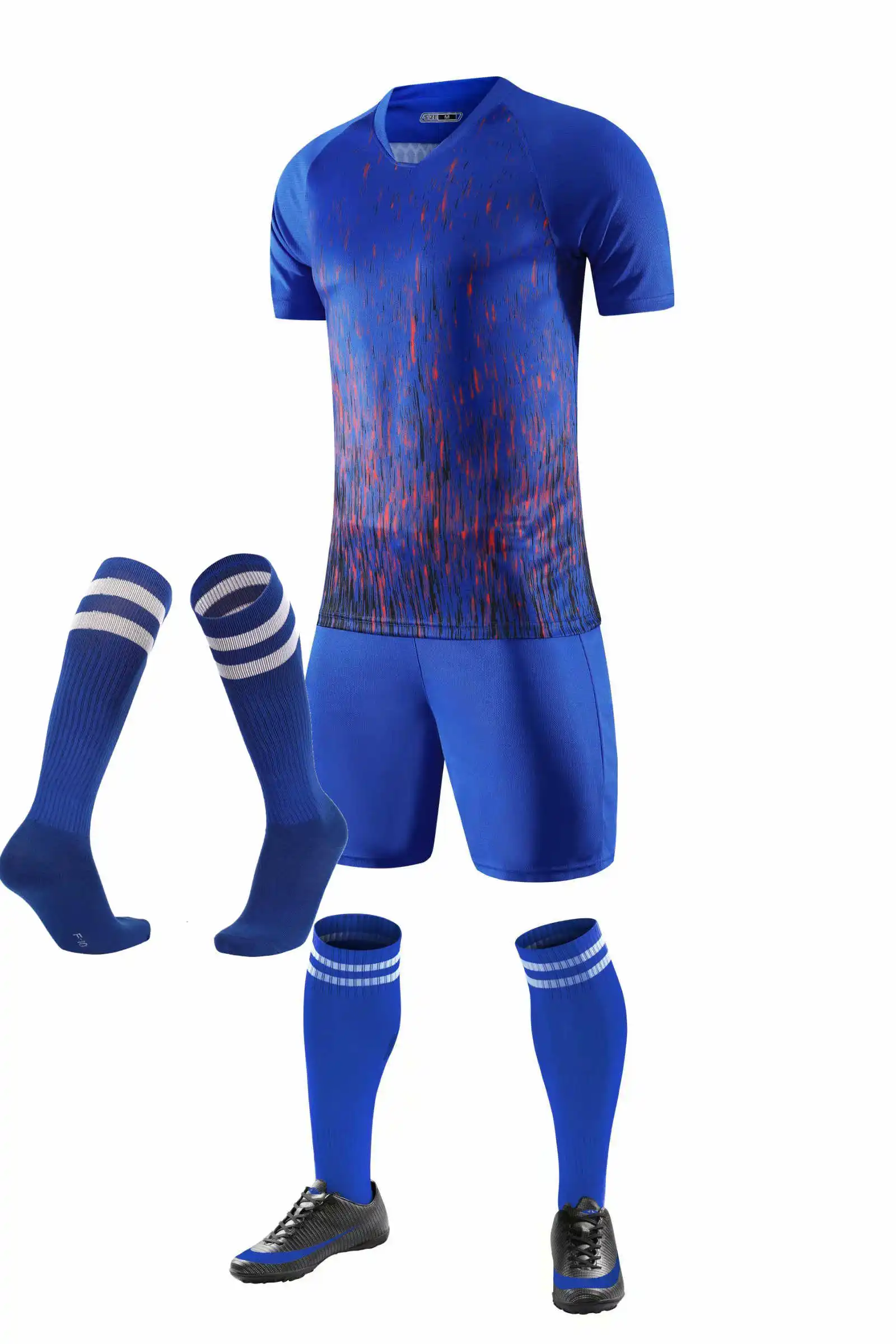 951 Soccer sets Для взрослых мужчин и женщин футбольные майки комплекты одежды для футбола с коротким рукавом футбольная форма для бега футбольный костюм Джерси с носками - Цвет: 951 Soccer sets