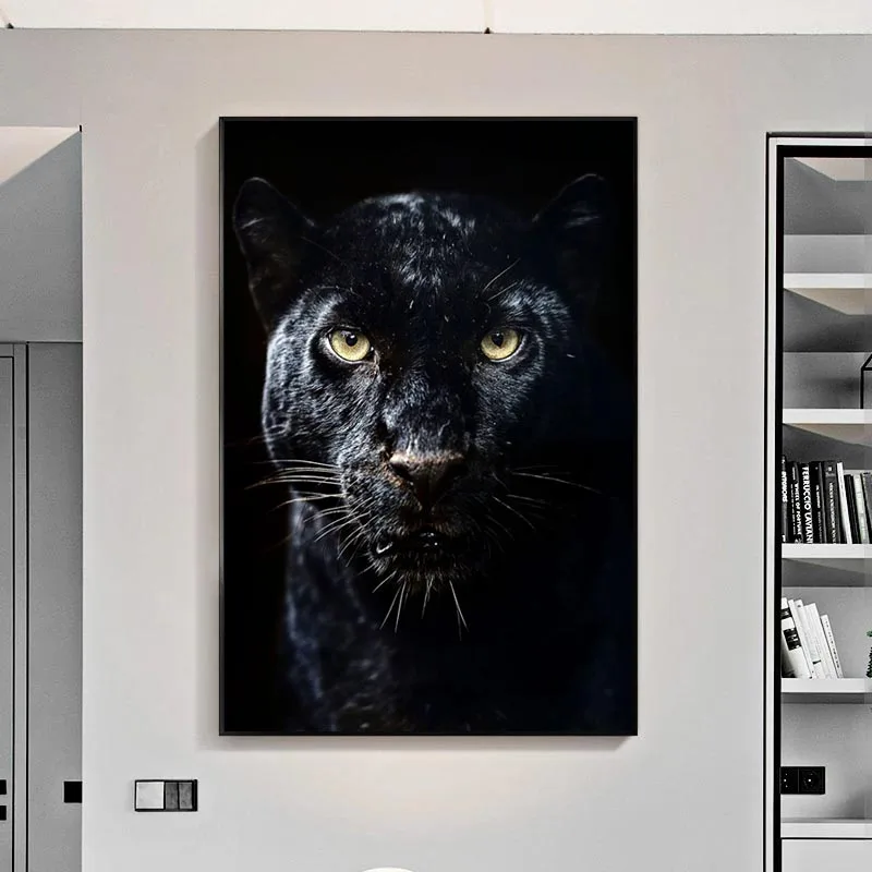 Постер на холсте с изображением животных Черная пантера и печать Настенная