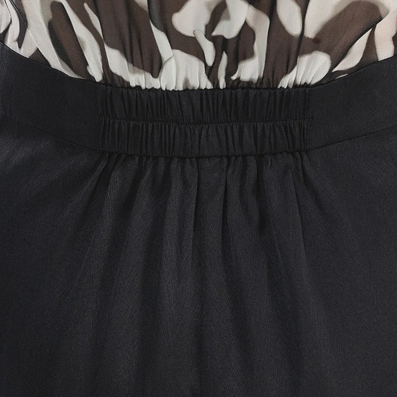 

VOA 19M/m Satin Silk Stretch Twill Floating Short-Sleeved Filler Georgette Stitching Slanting Bag Jumpsuit for Women 2020 KE63