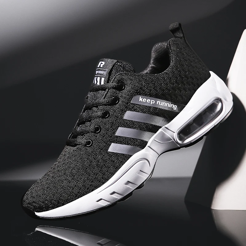 

Кроссовки мужские сетчатые с воздушной подушкой, уличная спортивная обувь, плоская подошва, легкие повседневные, на шнуровке, для ходьбы и т...