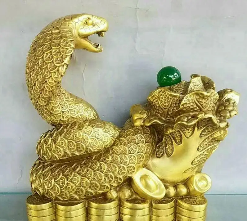 Китайская старинная Бронзовая статуэтка fengshui Fortune snake money сто долларов | Дом и сад