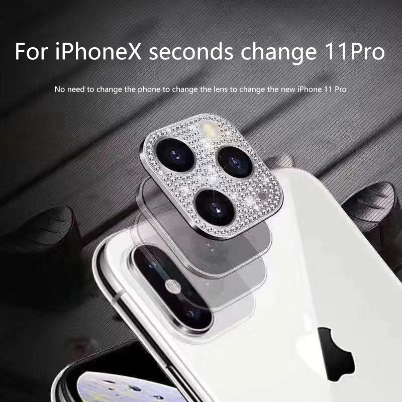 Алмазная крышка для объектива камеры, для изменения секунд, для Iphone 11 Pro, Модифицированная наклейка для камеры, на камеру, для Iphone Xr X Xs Max 10