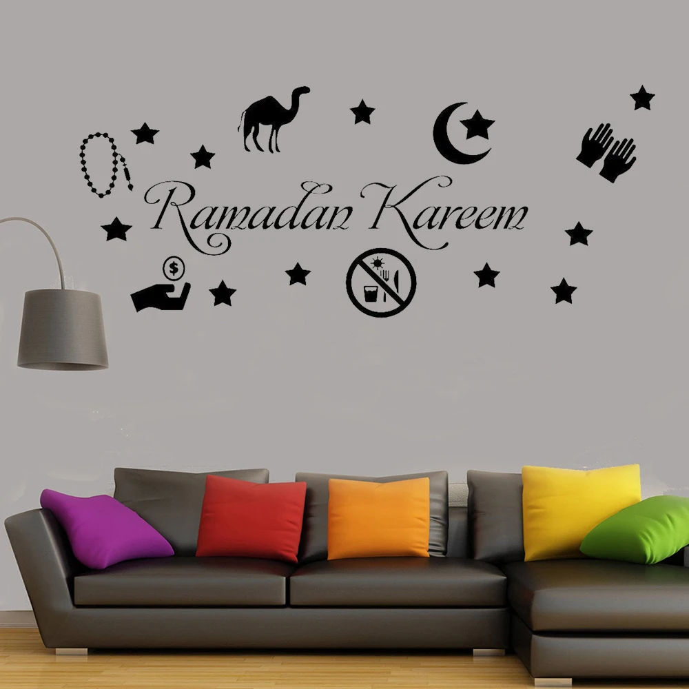 Ramadan Kareem исламский стикер на стену арабский художественный магазин знак декор