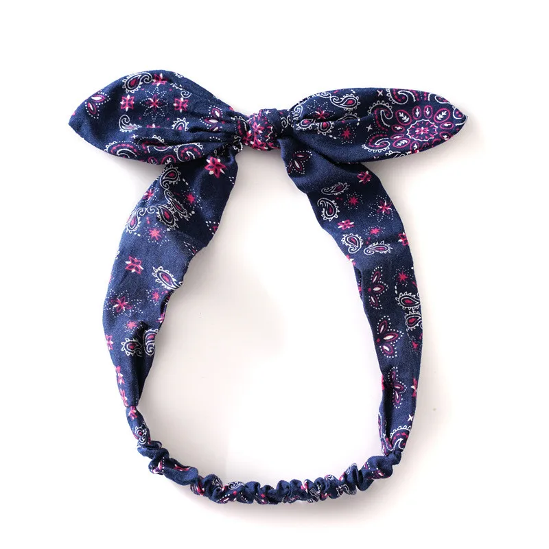 

Retro Print Rabbit Ear Turban Headband Elastic Hairband Hair Accessories For Girls Knotted Head Band Hair Band for Women