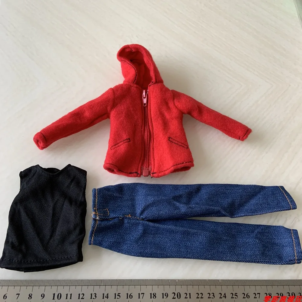

1/6 Scale Male Clothing Accessories Red Jacket Coat Black Vest Blue Jeans For 12" Action Figure Model Body