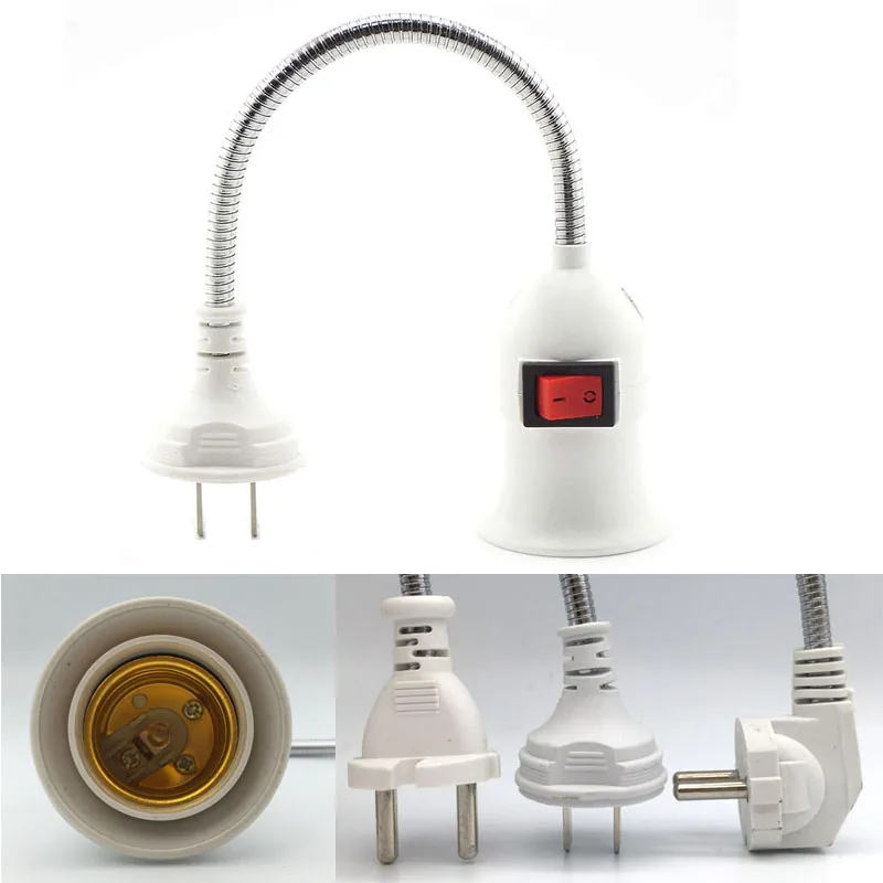 

E27 Socket Lamp Bulb Holder Light Socket With Switch EU US Plug Lamp Holder Energy Saving Lampada LED Table Lamp Led Base