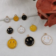 20pcs Lovely Smile Face Enamel Charms Round Shaped Expression Earring Pendants Bracelet Finding Jewelry Making Phone Case DIY