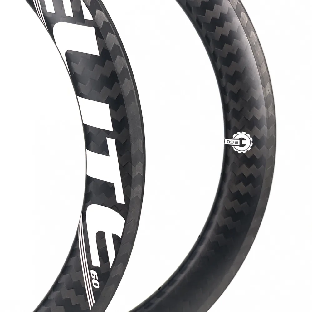 ELITEWHEELS 700c 60 мм бескамерный клинчерный обод из углеродного волокна трубчатый 12k Twill