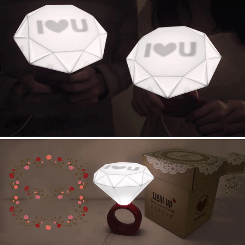 Светодиодный ночник светильник с ромбовидным кольцом настольная лампа для