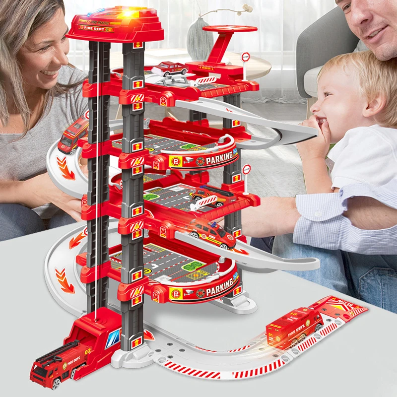 

2021Children's parking lot toy set, airplane model toy, large project, police fire station, railway garage, children's gift