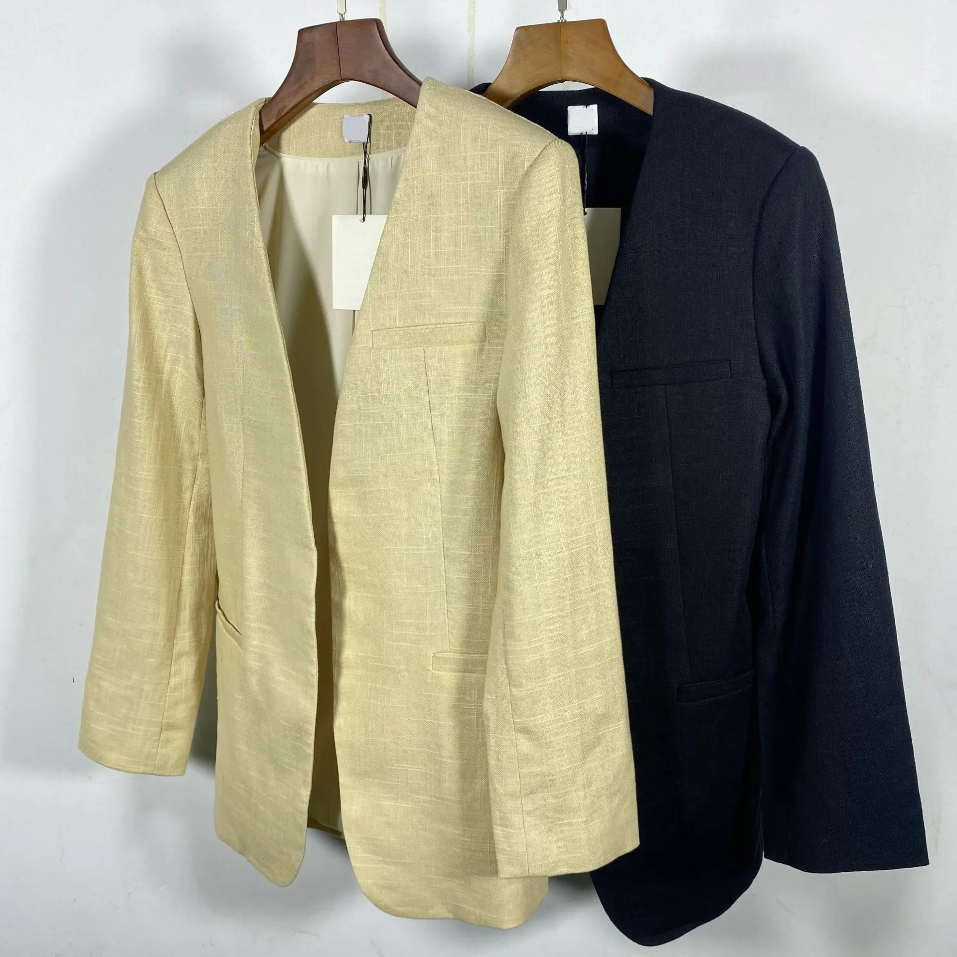 

Women Coat 2021 Autumn Two-color Simple Commuter All-match Cardigan Non-buckle Suit