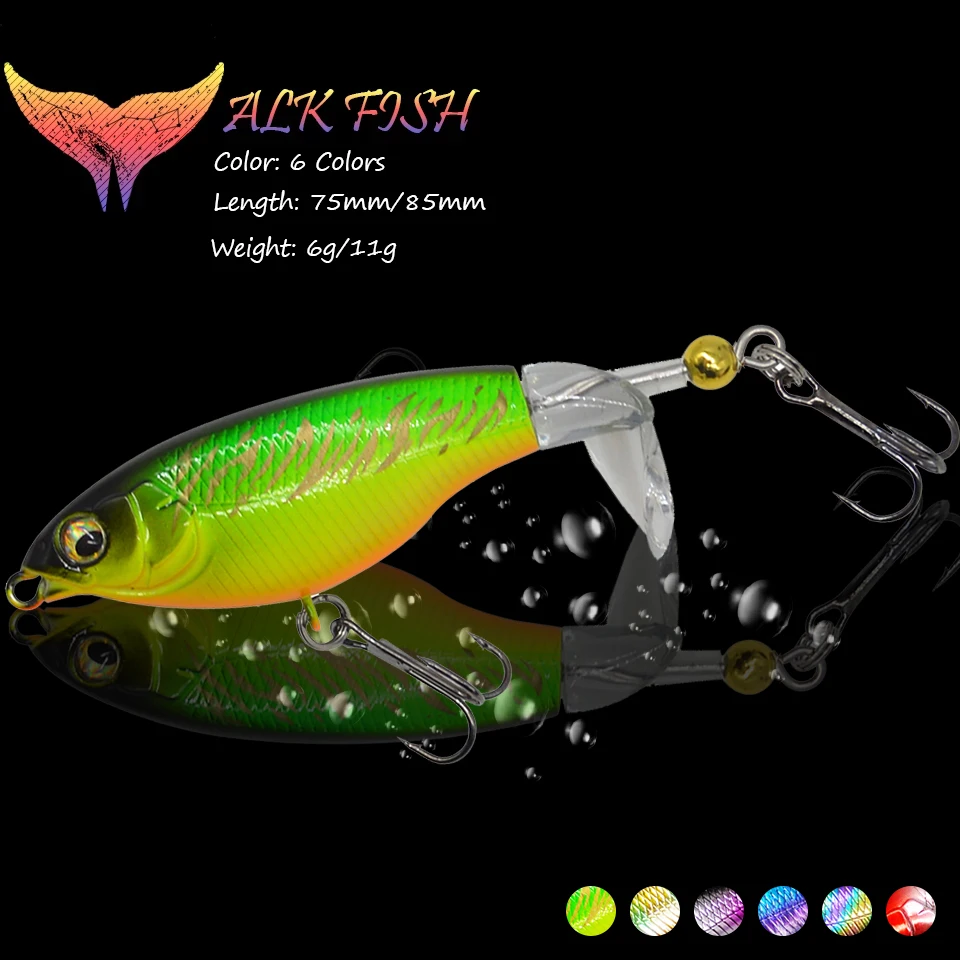 

WALK FISH 1Pcs Popper Fishing Lure Soft Rotating Tail Topwater Swimbait Floating Wobblers Artificial Fishing Tackles Tools Pesca