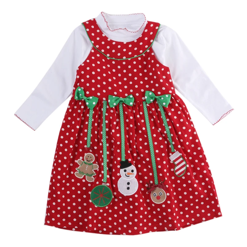 Детское платье в горошек с длинным рукавом и бантом|Комплекты одежды для девочек|