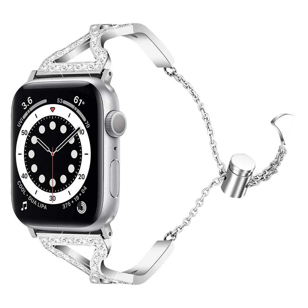 

Браслет стразы металлический для Apple Watch Band 38 мм 40 мм 42 мм 44 мм, женский браслет для Iwatch Series 6 5 4 3 Se