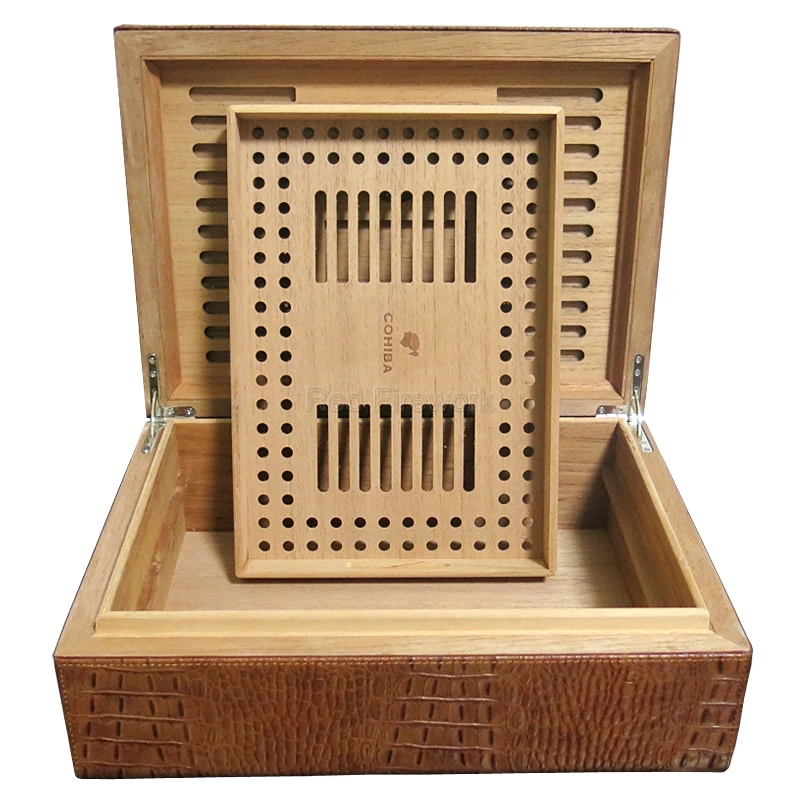 COHIBA Высокое Класс коричневый/черный крокодиловой кожи дерево кедра с подкладкой