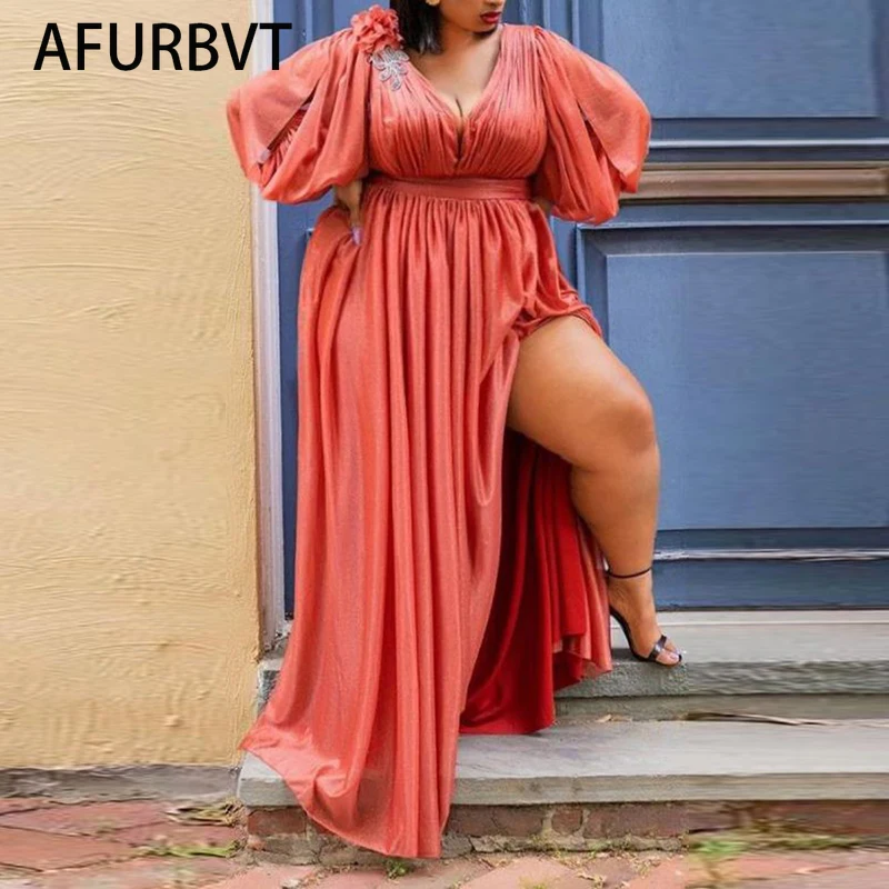 

Autumn Sundress 2022 Fashion Red Maxi Dress Women's Sexy Deep V Neck Vestidos Female Slim Long Sleeve Beach Robe Oversized