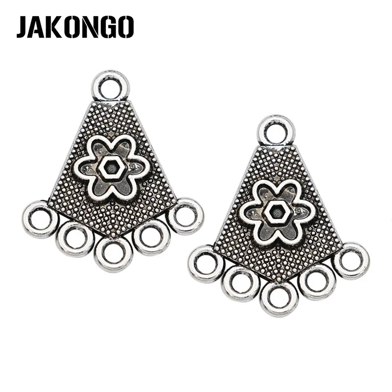10pcs Antique Silver Plated Flower Charm Connectors for Jewelry Making Earrings Findings Accessories DIY Craft