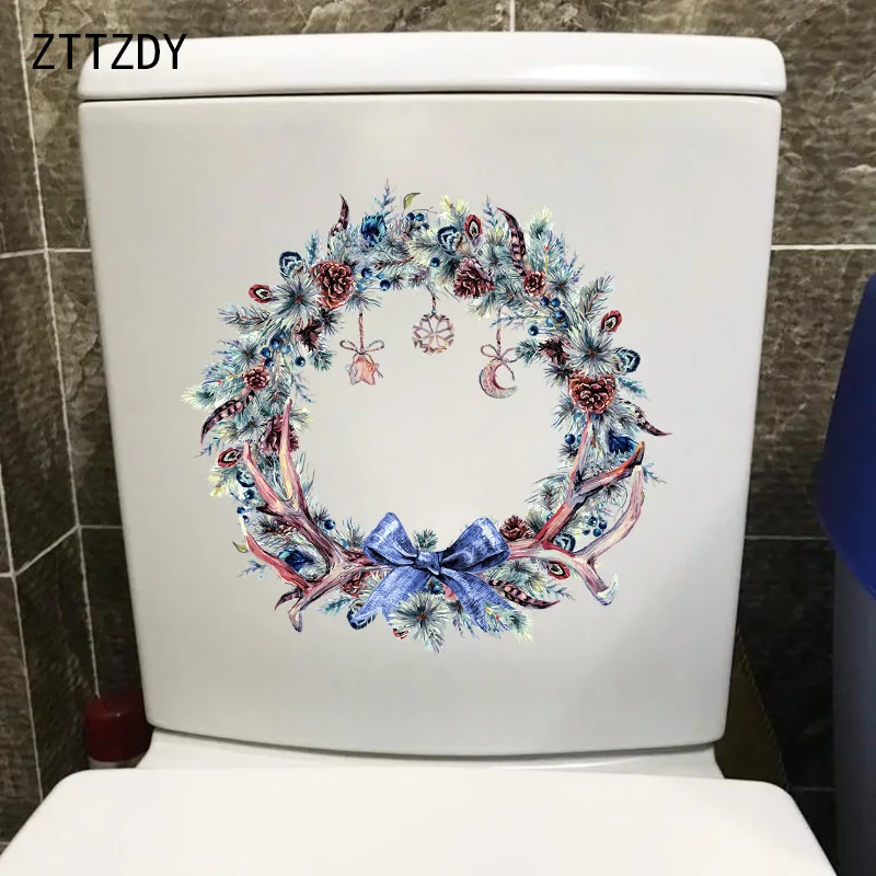 

ZTTZDY 25,3 × 24,6 см с изображением оленьих рогов сосновая шишка Классическая венок материал наклейки на стену дом, ванная, туалет Декор T6-0040