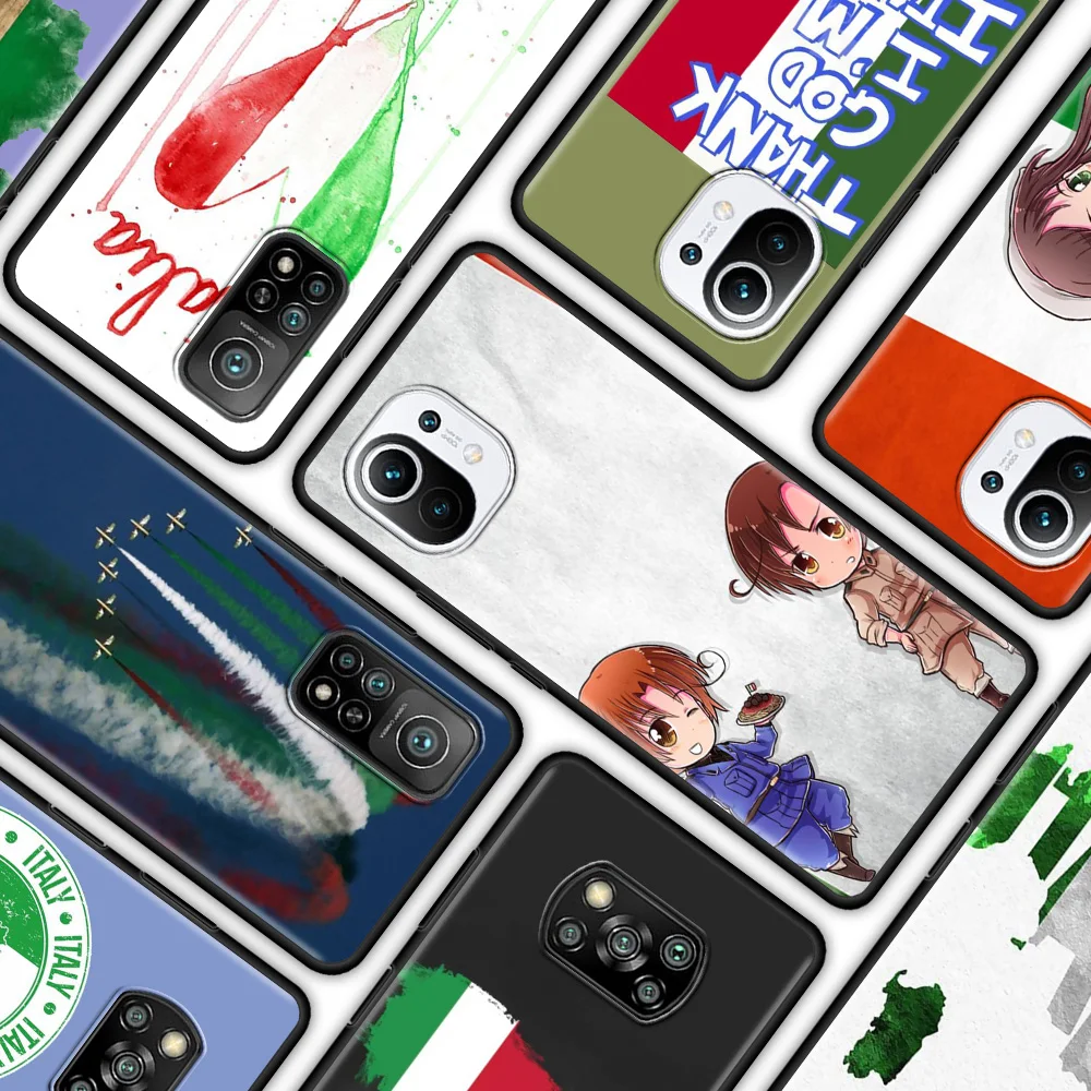 

Italy Flag Art Silicone Phone Case for Xiaomi Mi Poco X3 Pro M3 Pro 5G F3 Pocophone F1 Protection Cover