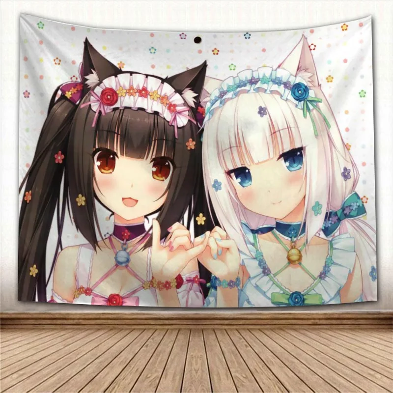 Красивый аниме гобелен NEKOPARA красочный психоделический декоративный ковер