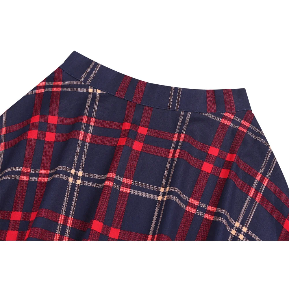 Мини юбка женская в клетку с завышенной талией элегантная плиссированная