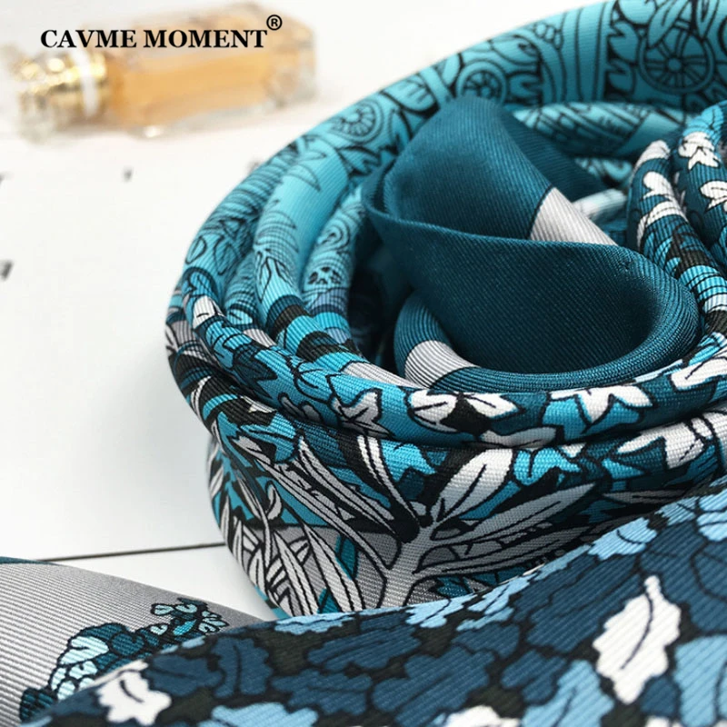 

CAVME Square Scarf for Women 100% Silk Scarves Elegant Printing Pashmina Shawls Handmade 90*90cm Gift for Mother