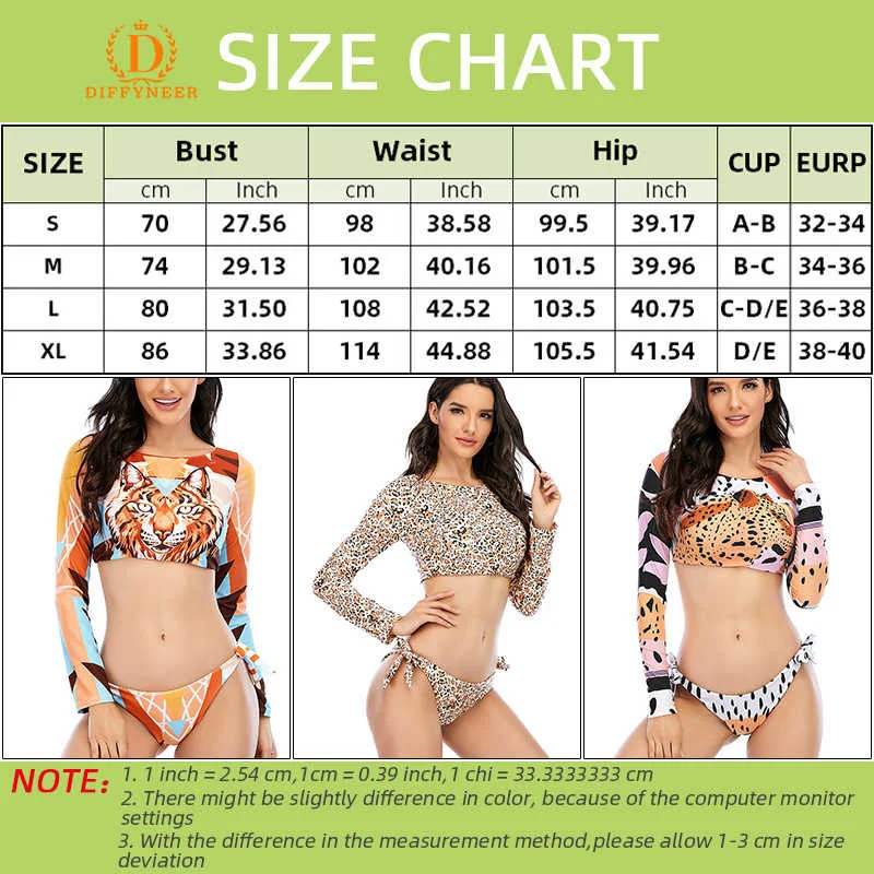 

2021 Sexy Bikini Tanga Set Women Long Sleeve Swimsuit Two Pieces Swimwear Leopard Beach Dress Tiger Bathing Swim Suit Biquini