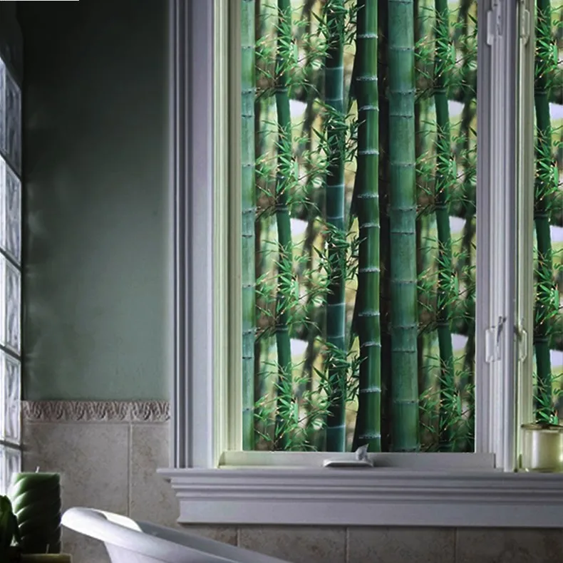 3D зеленая бамбуковая статическая стеклянная оконная пленка непрозрачная Прямая