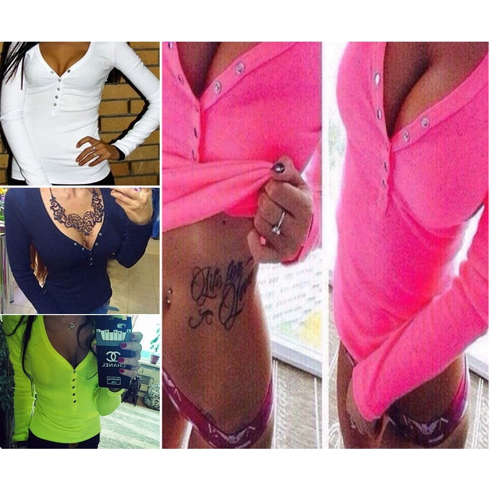 Сексуальные женские прозрачные Футболки с длинным рукавом и глубоким v образным