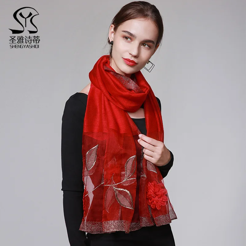 Шелковый шерстяной зимний шарф для женщин из пашмины кружевное пончо шаль шарфы