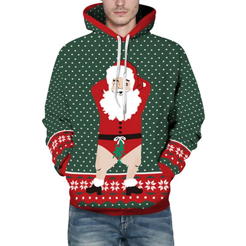 Рождественские Толстовки с 3D принтом мужские и женские топы унисекс пуловер