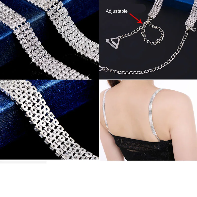 Multi 4Rows элегантное регулируемое Сверкающее циркониевое женское вечернее платье