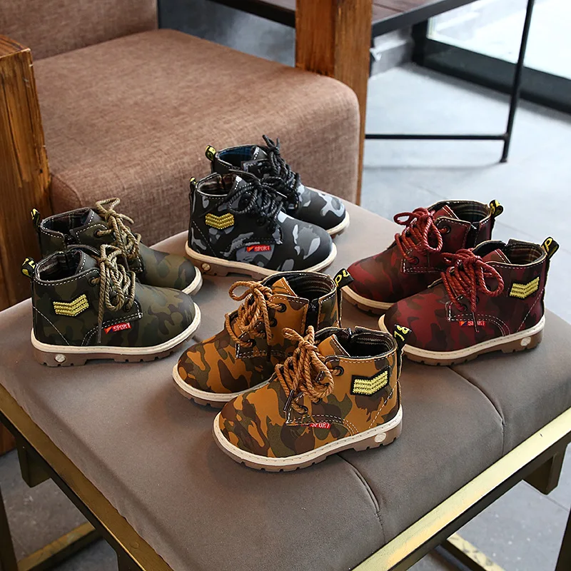 JUSTSL осенне зимние ботинки для мальчиков и девочек детская повседневная обувь