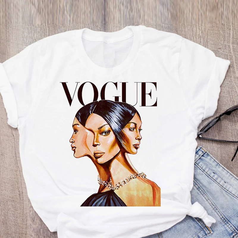 

WK T-Shirts For Women Vogue Cartoon Casual Top Lady Womens Harajuku Graphic T Shirt Female Tee Shirt Girls Tee Tshirt