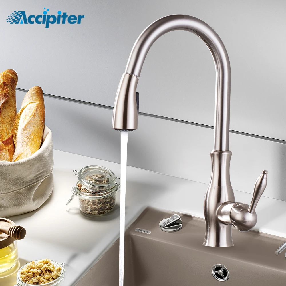 Черный выдвижной кухонный кран для раковины с одной ручкой хромированные краны