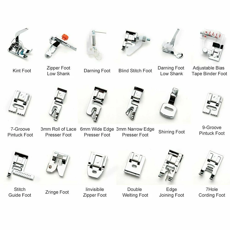 

32//52/62/72/82 Sewing Machine Presser Foot Press For Brother Singer Kit Braiding Blind Stitch OverLock Zipper Ruler Parts